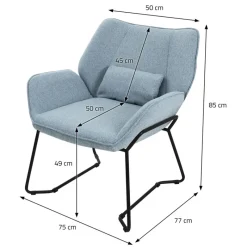 Loungesessel mit Armlehnen Blau Relaxsessel mit Leinenbezug ML-Design-ECD Germany