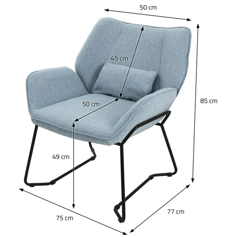 Loungesessel mit Armlehnen Blau Relaxsessel mit Leinenbezug ML-Design-ECD Germany