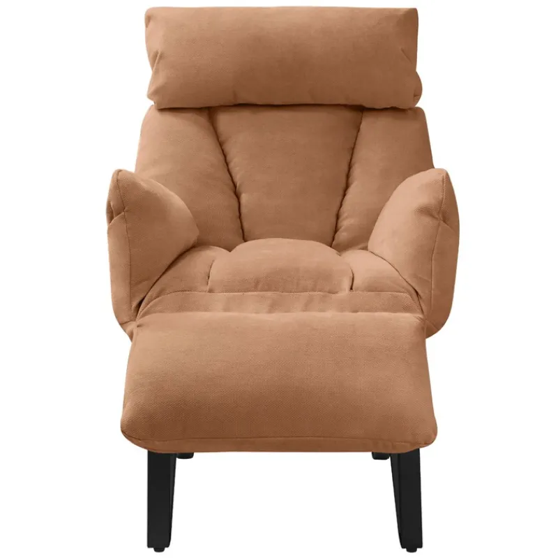 Loungesessel mit Armlehnen Braun Relaxsessel mit Leinenbezug ML-Design-ECD Germany New