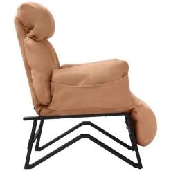 Loungesessel mit Armlehnen Braun Relaxsessel mit Leinenbezug ML-Design-ECD Germany New