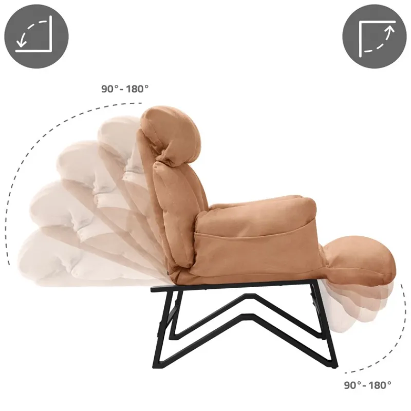 Loungesessel mit Armlehnen Braun Relaxsessel mit Leinenbezug ML-Design-ECD Germany New