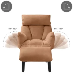 Loungesessel mit Armlehnen Braun Relaxsessel mit Leinenbezug ML-Design-ECD Germany New