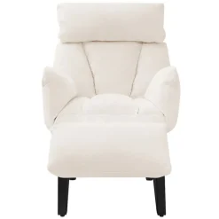 Loungesessel mit Armlehnen Beige Relaxsessel mit Leinenbezug ML-Design-ECD Germany New