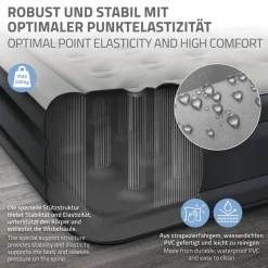 Luftmatratze Luftbett mit eingebauter Luftpumpe für 2 Personen 203x157x47 cm Grau ML-Design-ECD Germany Best