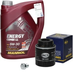 Ölwechselset mit Mannol Motoröl Combi LL 5W-30 5L, VAG-ECD Germany Online