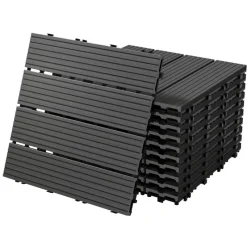 1m² 11 Stück WPC Terrassenfliesen 30x30 cm Anthrazit in Holzoptik Balkon Bodenbelag mit Drainage und Klicksystem Terrassendielen Balkonfliesen-ECD Germany Best