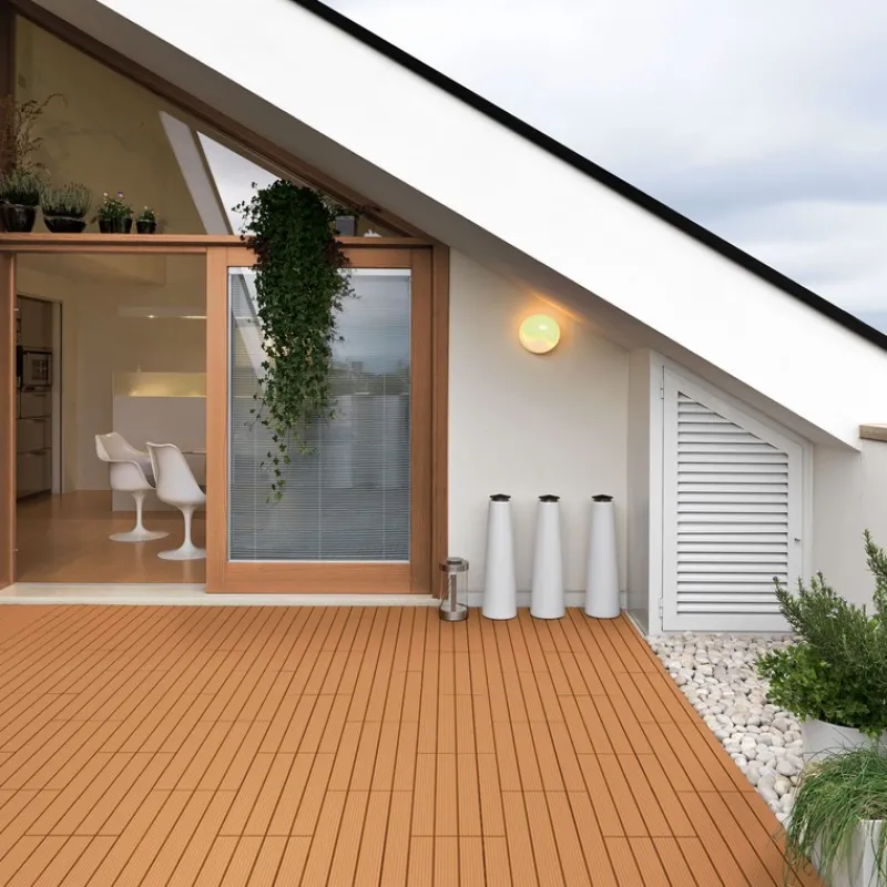 2m² 12 Stück WPC Terrassenfliesen 60x30 cm Hellbraun in Holzoptik Balkon Bodenbelag mit Drainage und Klicksystem Terrassendielen Balkonfliesen-ECD Germany