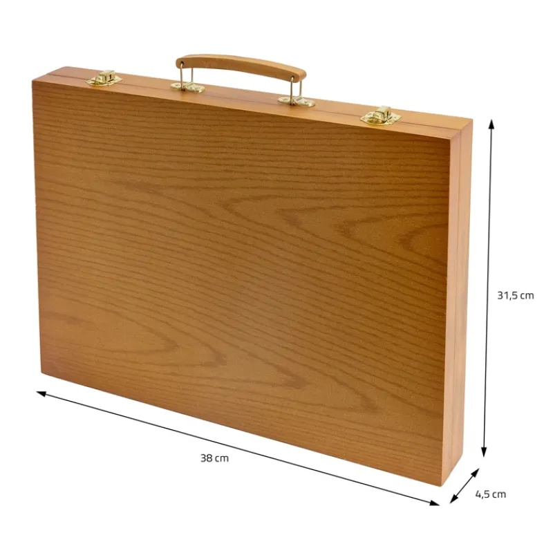 Malset 150-Teilig im Holzkoffer mit Filzstiften, Wachsmalstiften, Ölpastellkreide und Buntstiften-ECD Germany Outlet