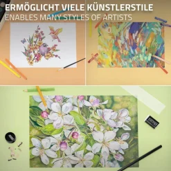 Malset 220-Teilig im Holzkoffer mit Filzstiften, Wachsmalstiften, Ölpastellkreide, Buntstiften und Wasserfarben-ECD Germany Sale