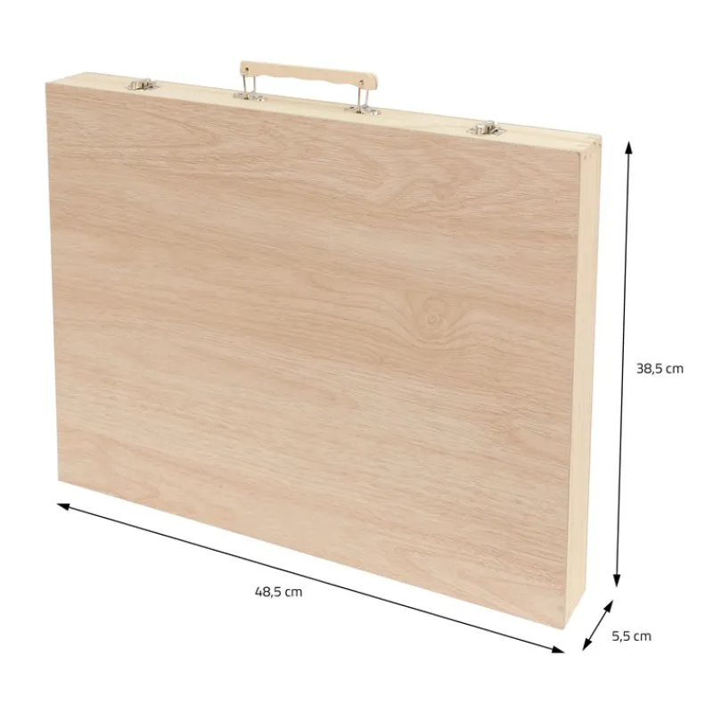Malset 220-Teilig im Holzkoffer mit Filzstiften, Wachsmalstiften, Ölpastellkreide, Buntstiften und Wasserfarben-ECD Germany Sale