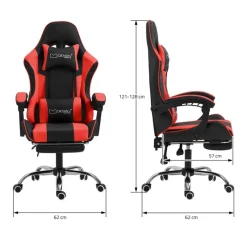 Massage Gaming Stuhl Schwarz/Rot aus PU-Leder ML-Design-ECD Germany New