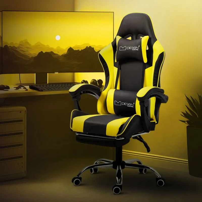 Massage Gaming Stuhl Schwarz/Gelb aus PU-Leder ML-Design-ECD Germany Sale