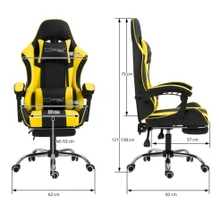 Massage Gaming Stuhl Schwarz/Gelb aus PU-Leder ML-Design-ECD Germany Sale