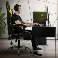 Massage Gaming Stuhl Schwarz/Gelb aus PU-Leder ML-Design-ECD Germany Sale