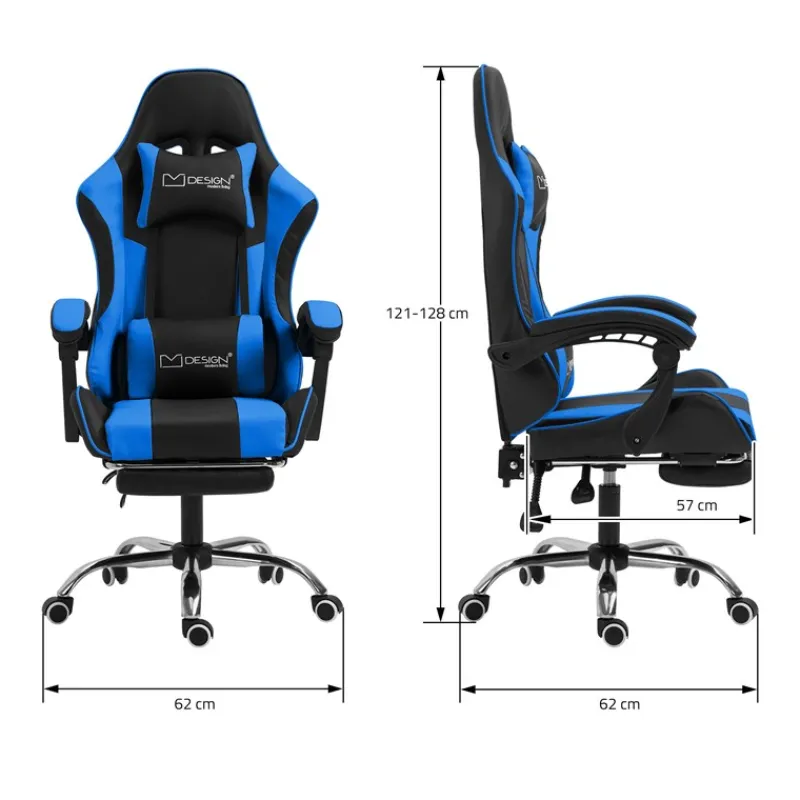 Massage Gaming Stuhl Schwarz/Blau aus PU-Leder ML-Design-ECD Germany