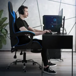 Massage Gaming Stuhl Schwarz/Blau aus PU-Leder ML-Design-ECD Germany