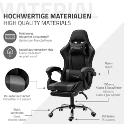 Massage Gaming Stuhl Schwarz/Grau aus PU-Leder ML-Design-ECD Germany Online
