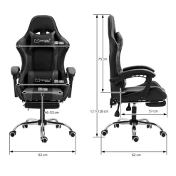 Massage Gaming Stuhl Schwarz/Grau aus PU-Leder ML-Design-ECD Germany Online