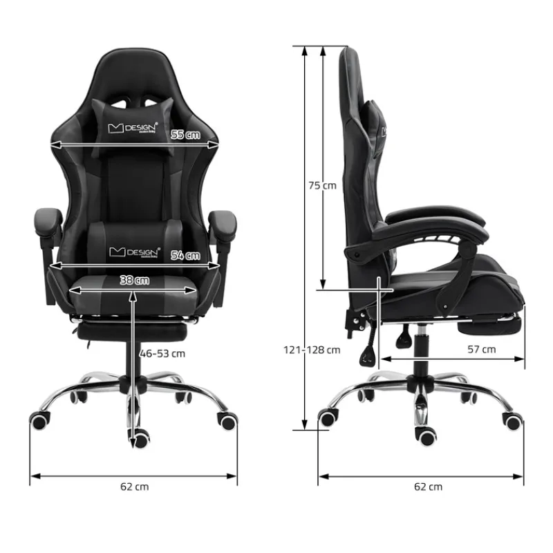 Massage Gaming Stuhl Schwarz/Grau aus PU-Leder ML-Design-ECD Germany Online