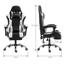 Massage Gaming Stuhl Schwarz/Weiß aus PU-Leder ML-Design-ECD Germany Best