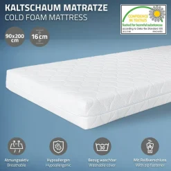 Matratze 90x200x16 cm aus Kaltschaum ML-Design-ECD Germany Sale