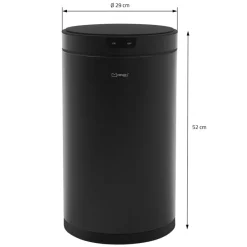 Mülleimer mit Sensor 30L rund aus Stahl Schwarz matt Automatisches Öffnen & Schließen ML-Design-ECD Germany Hot