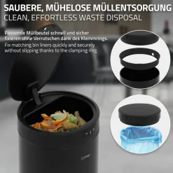 Mülleimer mit Sensor 40L rund aus Stahl Schwarz matt Automatisches Öffnen & Schließen ML-Design-ECD Germany Sale