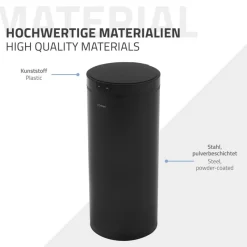 Mülleimer mit Sensor 40L rund aus Stahl Schwarz matt Automatisches Öffnen & Schließen ML-Design-ECD Germany Sale