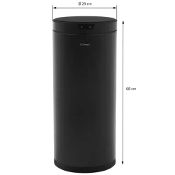 Mülleimer mit Sensor 40L rund aus Stahl Schwarz matt Automatisches Öffnen & Schließen ML-Design-ECD Germany Sale