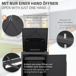 Mülltonnenbox 1er bis 240 Liter 68x80x120 cm aus Stahl in Anthrazit-Holzoptik ML-Design-ECD Germany Discount