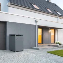 Mülltonnenbox 1er bis 240 Liter 68x80x116,3 cm aus Stahl in Anthrazit ML-Design-ECD Germany Best