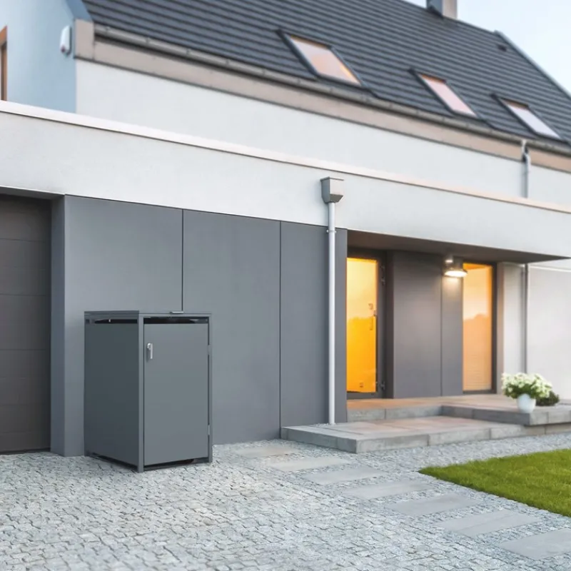 Mülltonnenbox 1er bis 240 Liter 68x80x116,3 cm aus Stahl in Anthrazit ML-Design-ECD Germany Best