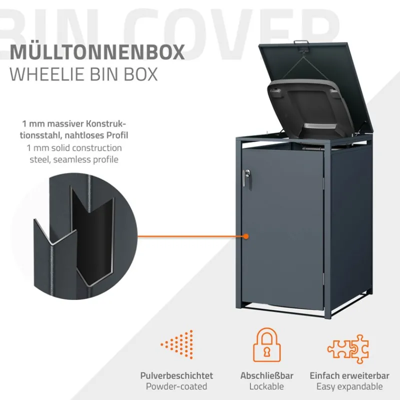 Mülltonnenbox 3er bis 240L 200x80x116,3 cm aus Stahl in Anthrazit ML-Design-ECD Germany Sale