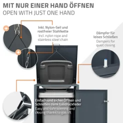 Mülltonnenbox 3er bis 240L 200x80x116,3 cm aus Stahl in Anthrazit ML-Design-ECD Germany Sale