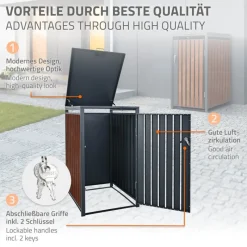 Mülltonnenbox 3er bis 240L 200x80x116,3 cm aus Stahl in Rostoptik ML-Design-ECD Germany Online
