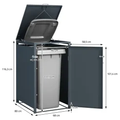 Mülltonnenbox 3er bis 240L 200x80x116,3 cm aus Stahl in Rostoptik ML-Design-ECD Germany Sale