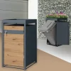 Mülltonnenbox mit Pflanzdach 1er bis 240L 68x80x124 cm aus Stahl in Eichenoptik ML-Design-ECD Germany Sale