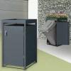 Mülltonnenbox mit Pflanzdach 1er bis 240L 68x80x124 cm aus Stahl in Anthrazit ML-Design-ECD Germany Clearance