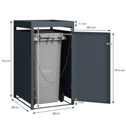 Mülltonnenbox mit Pflanzdach 1er bis 240L 68x80x124 cm aus Stahl in Lärchenoptik ML-Design-ECD Germany Discount