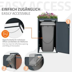 Mülltonnenbox mit Pflanzdach 3er bis 240L 200x80x124 cm aus Stahl in Rostoptik ML-Design-ECD Germany Online