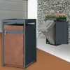 Mülltonnenbox mit Pflanzdach 1er bis 240L 68x80x124 cm aus Stahl in Rostoptik ML-Design-ECD Germany Clearance