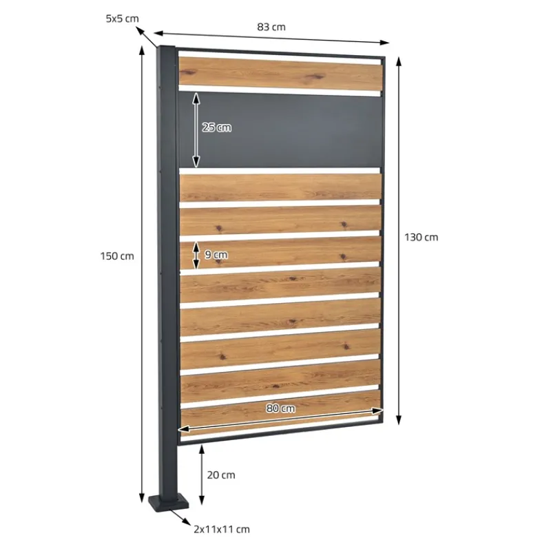 Mülltonnenzaun 91x91x150 cm Anthrazit/Holzoptik aus Stahl ML-Design-ECD Germany Best