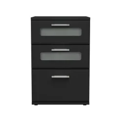 Nachttisch mit drei Schubladen 40x60x38 cm Schwarz aus Holz ML-Design-ECD Germany Hot