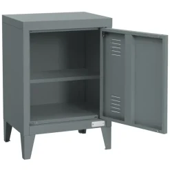 Nachttisch 40x30x58 cm Anthrazit aus Stahl mit verstellbarer Regalboden ML Design-ECD Germany