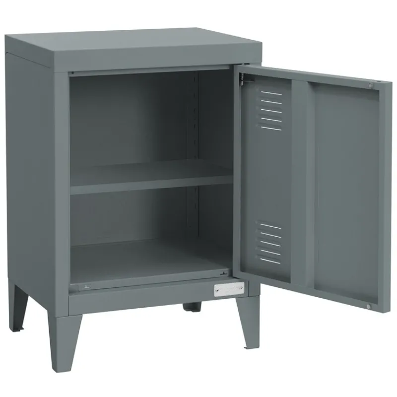 Nachttisch 40x30x58 cm Anthrazit aus Stahl mit verstellbarer Regalboden ML Design-ECD Germany