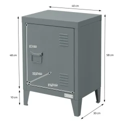 Nachttisch 40x30x58 cm Anthrazit aus Stahl mit verstellbarer Regalboden ML Design-ECD Germany