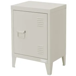 Nachttisch 40x30x58 cm Hellgrau aus Stahl mit verstellbarer Regalboden ML Design-ECD Germany New