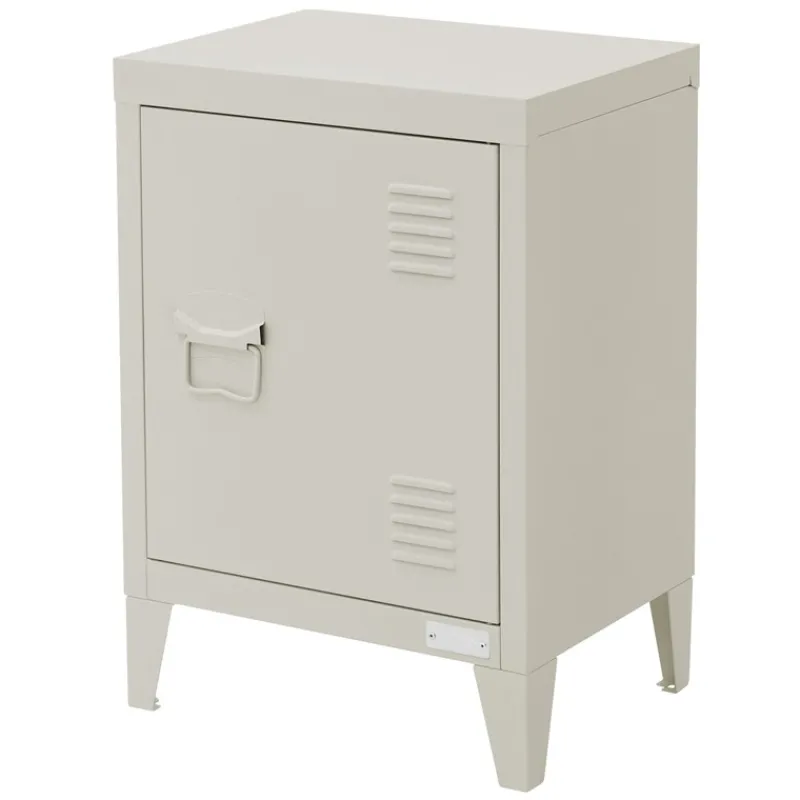 Nachttisch 40x30x58 cm Hellgrau aus Stahl mit verstellbarer Regalboden ML Design-ECD Germany New