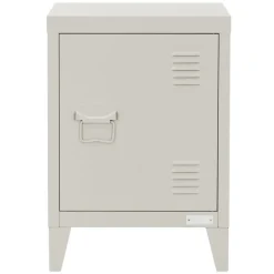 Nachttisch 40x30x58 cm Hellgrau aus Stahl mit verstellbarer Regalboden ML Design-ECD Germany New