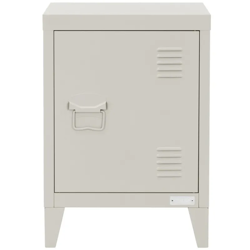 Nachttisch 40x30x58 cm Hellgrau aus Stahl mit verstellbarer Regalboden ML Design-ECD Germany New